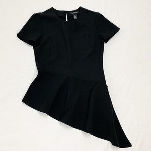 🟩 2 FOR $30 SALE White House Black Market Black Asymmetrical Peplum Top